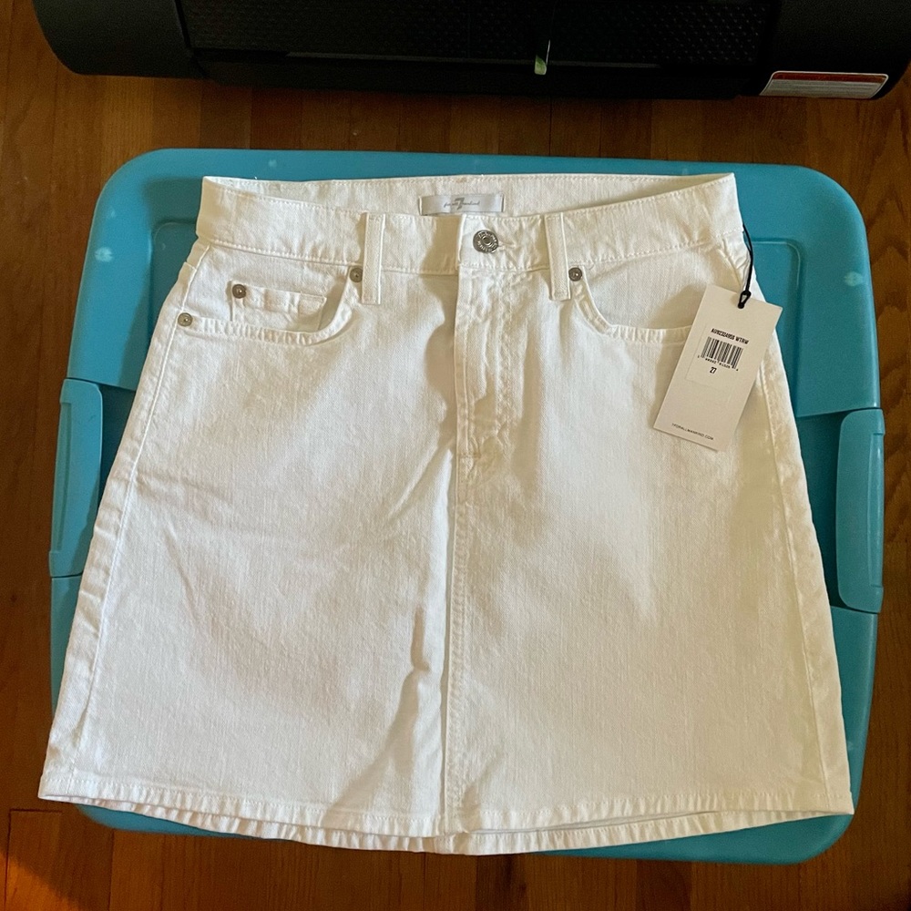NWT 7 for all Mankind White Denim Skirt